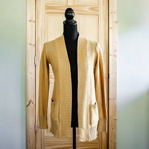 Ambiance Apparel Women's Long Sleeve Knit Cardigan Sweater Mustard Yellow Small